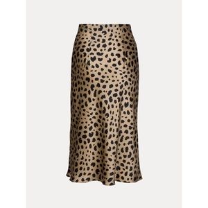 Satin leopard midi skirt
